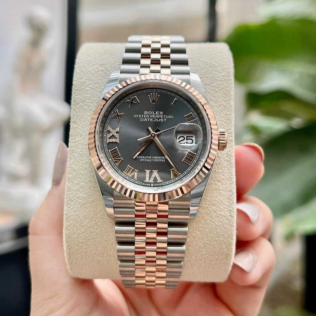 rolex datejust 36mm двуцветен / сив циферблат