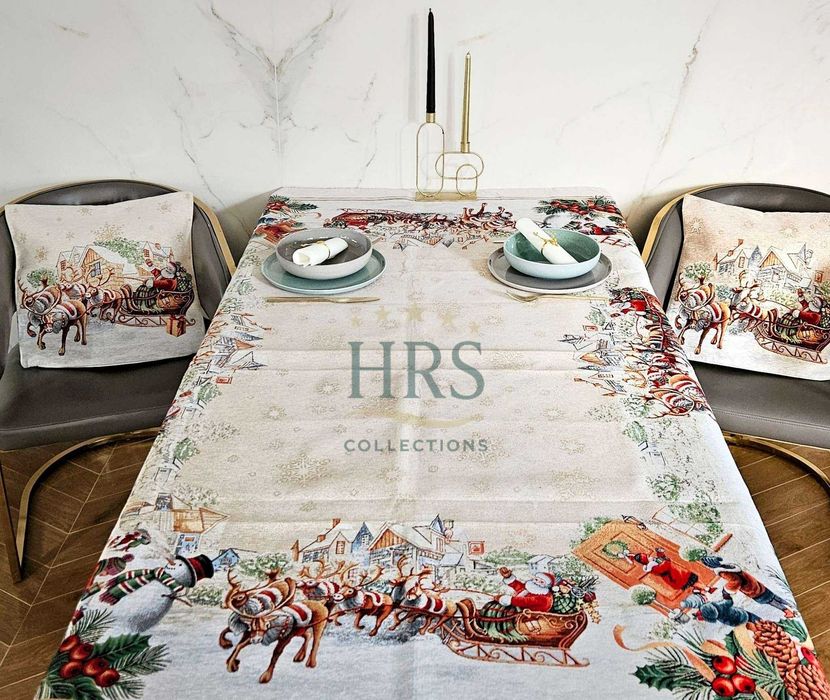 Коледни испански жакардови покривки, тишлайфери, калъфки възглавници