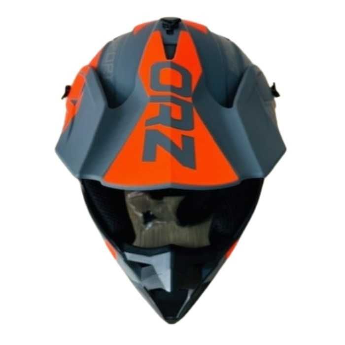 Кросова каска, Мото, Атв, Вело и др, S - M, Сиво с оранжево