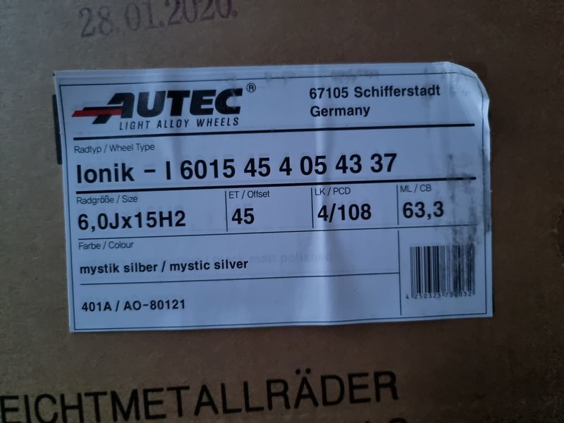 15цола 4x108 Autec Пежо,Ситроен,Форд