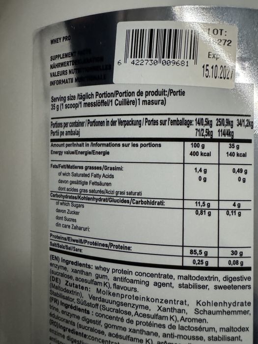 Proteina Whey Pro Natural Plus 4Kg 3 cupe folosite