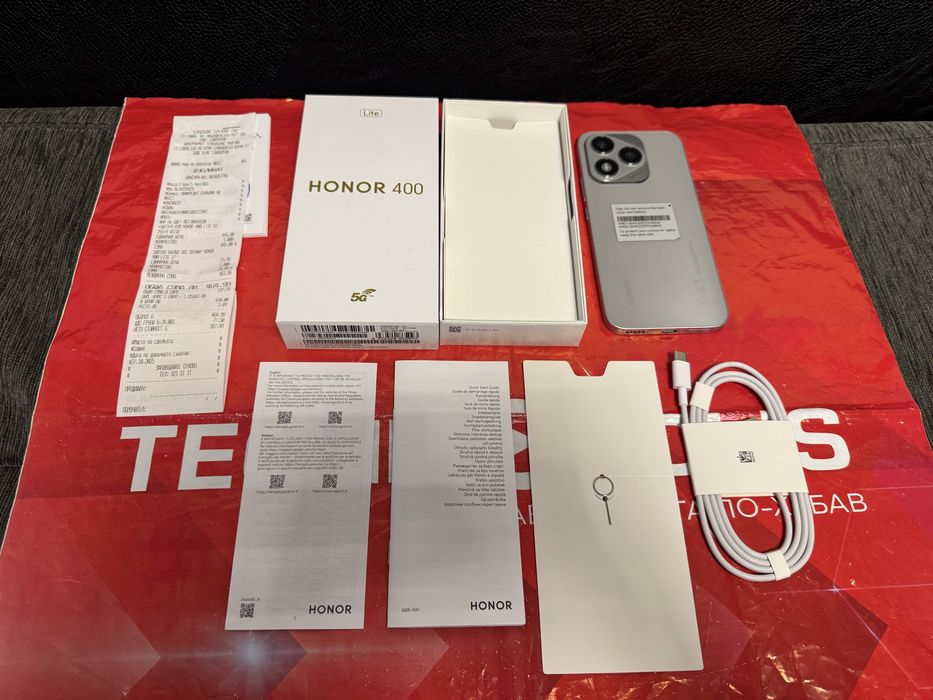 ЧИСТО НОВ 256GB Honor 400 LITE 5G Гаранция Technopolis 2027 г. Grey