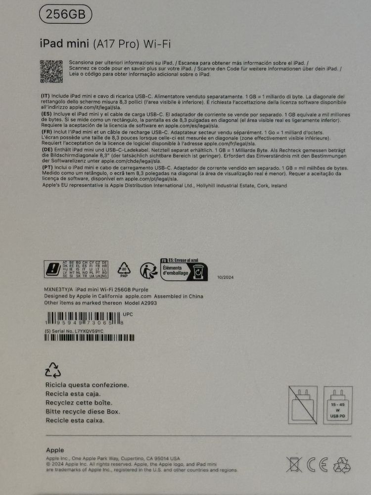 Apple iPad mini A17 pro, 256GB, sigilata, model A2993
