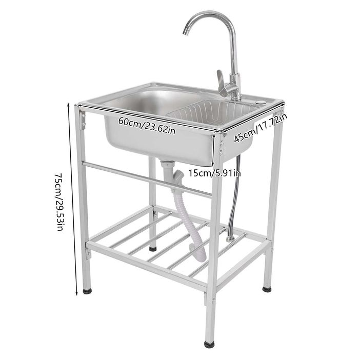 chiuveta inox cu robinet  60x45x75cm uz casnic sau restaurant noua