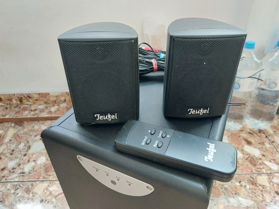 Sistem boxe 2.1 Teufel 100W, subwoofer activ, sateliti, telecomanda