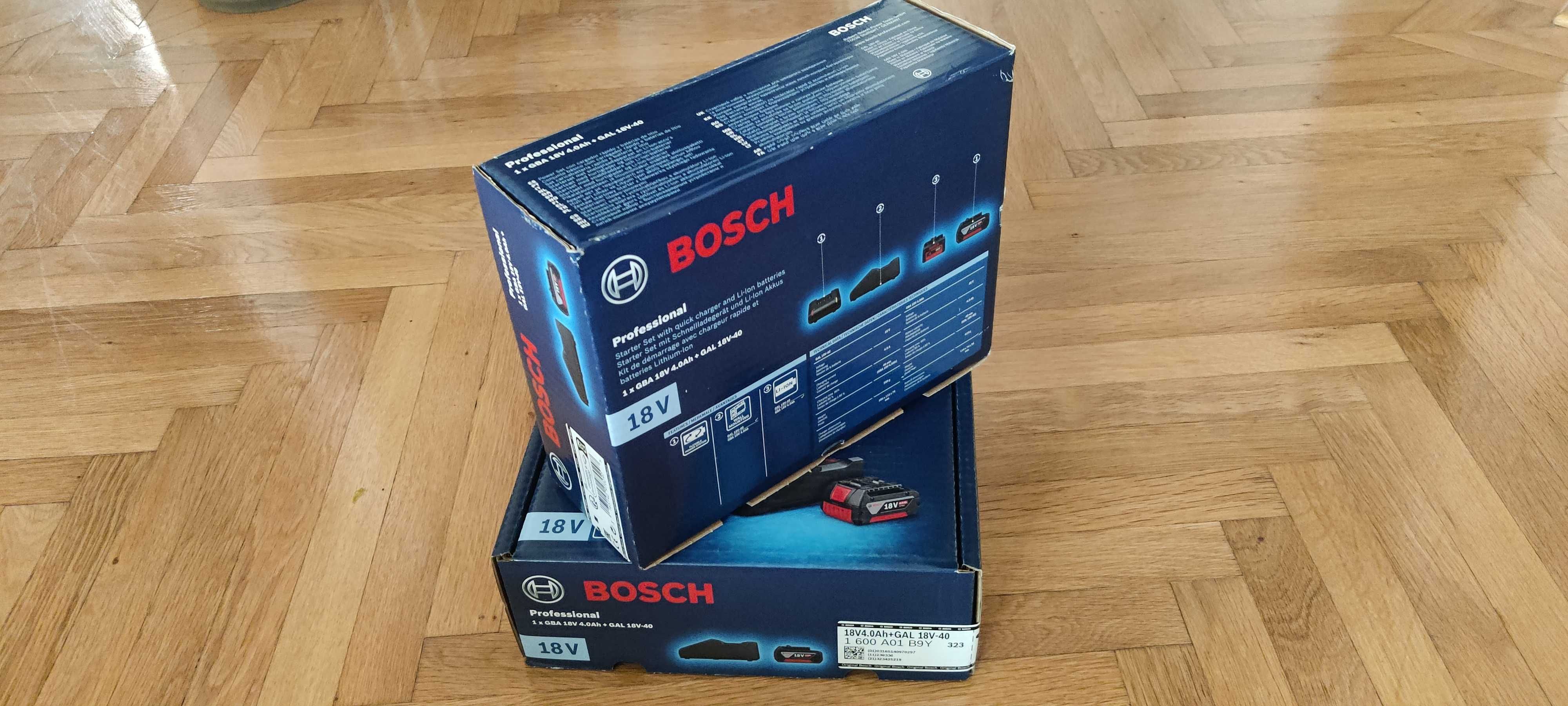 Cutie sigilata Set incarcator 4A + acumulator Bosch 18V 4Ah, original.