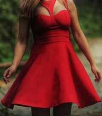 НОВО!Кокетна дамска ефирна червена рокля L размер