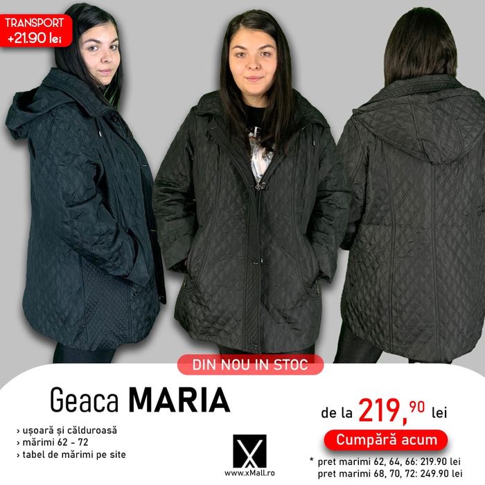 Haine de dama geci, veste, marimi mari plus size xxl de iarna