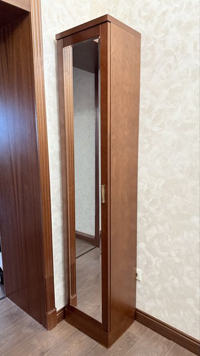 Шкаф пенал коричневый с зеркалом в отличном состоянии