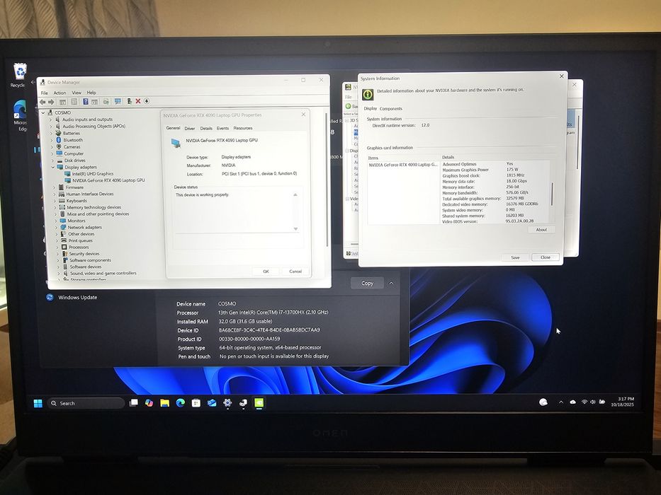HP OMEN 17 - i7-13700HX, RTX 4090, 16GB RAM, 1TB SSD, 17.3" QHD 240Hz