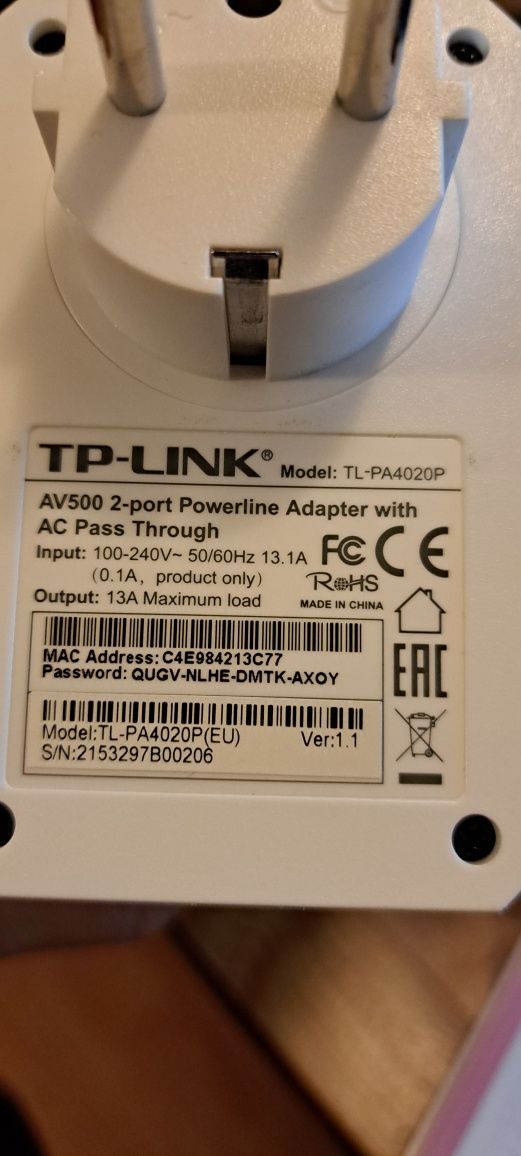 Adaptoare internet Powerline AV500 cu două porturi LAN  TL-PA4020P