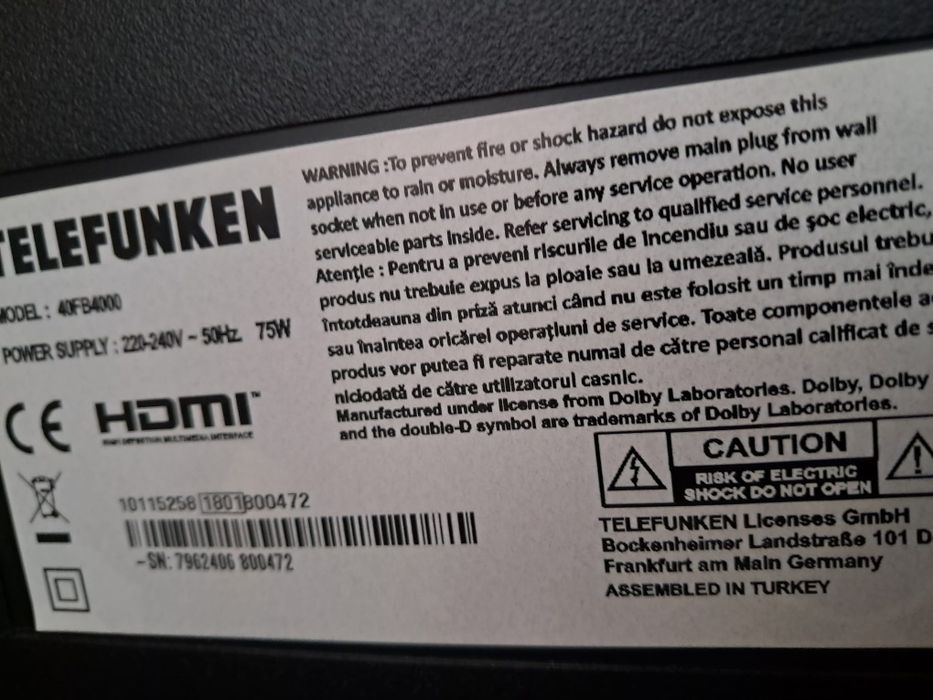 Televizor LED Telefunken, 102 cm, 40FB4000,Full HD A+