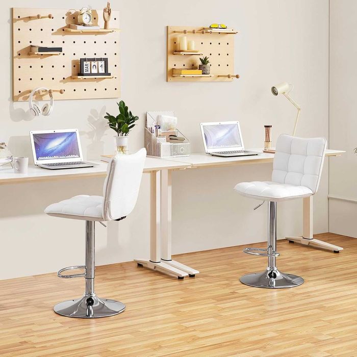 Set 2 scaune bar reglabile, rotative, piele PU |S 614159 White(2pcs)