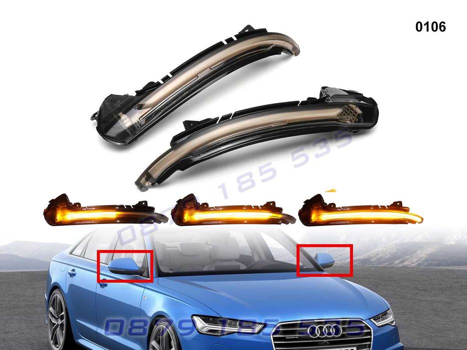 Динамични бягащи мигачи огледала Audi A6 C7 S6 ауди а6 ц7