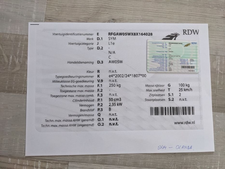 Scuter sym 49 cm 4 timpi