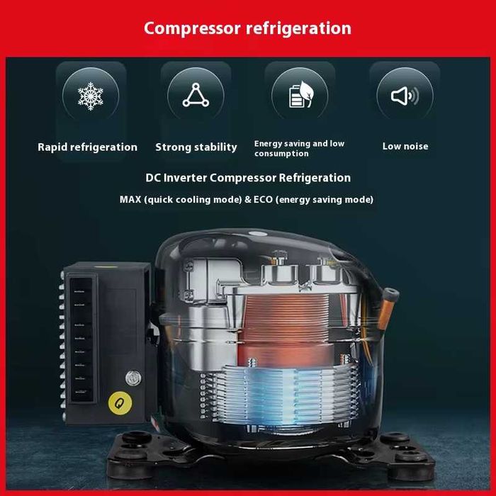 НОВ Преносим компресорен хладилник 45L 12V/24V/220V универсален фризер