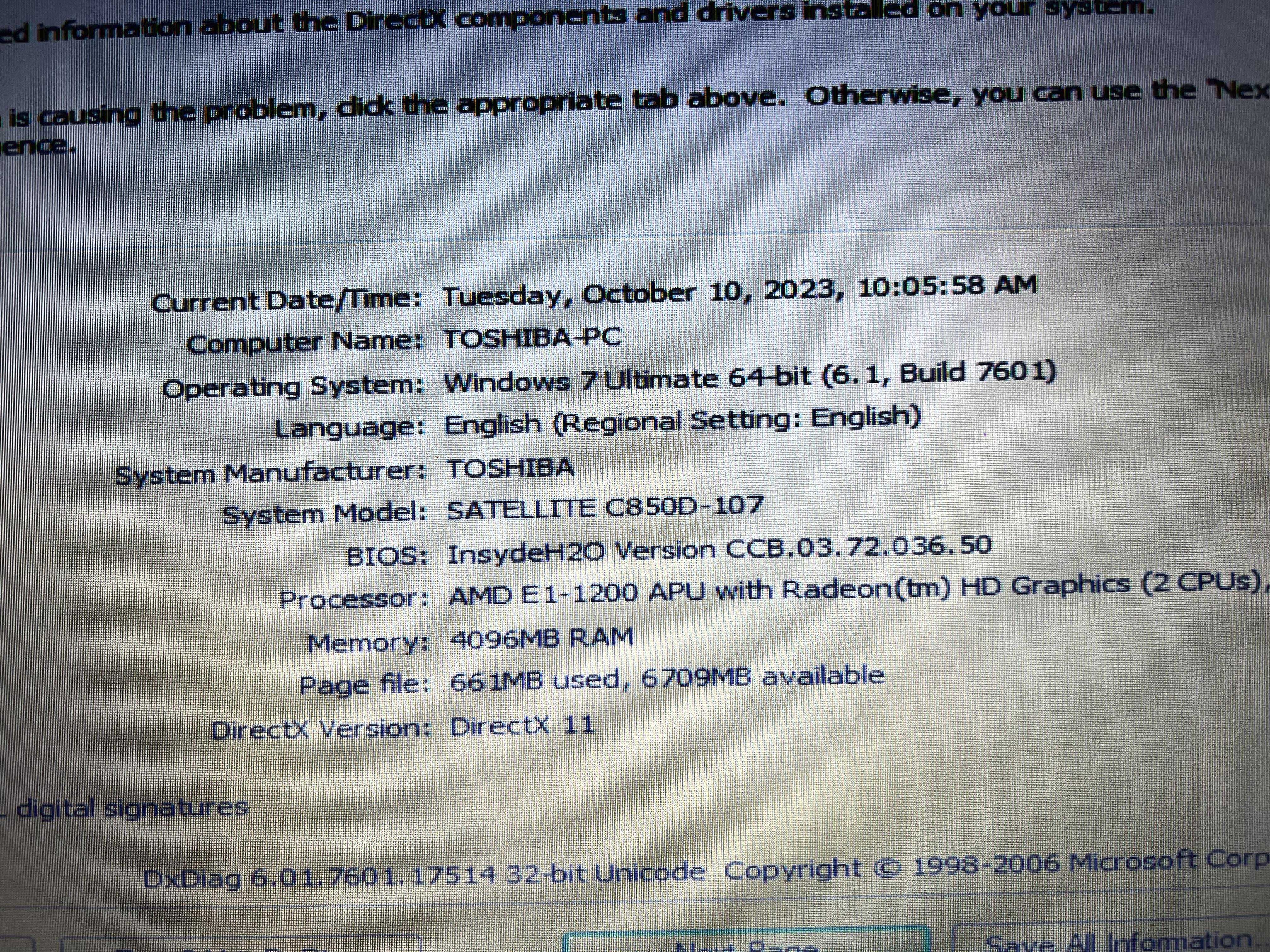 LAPTOP Toshiba - 640 gb hard