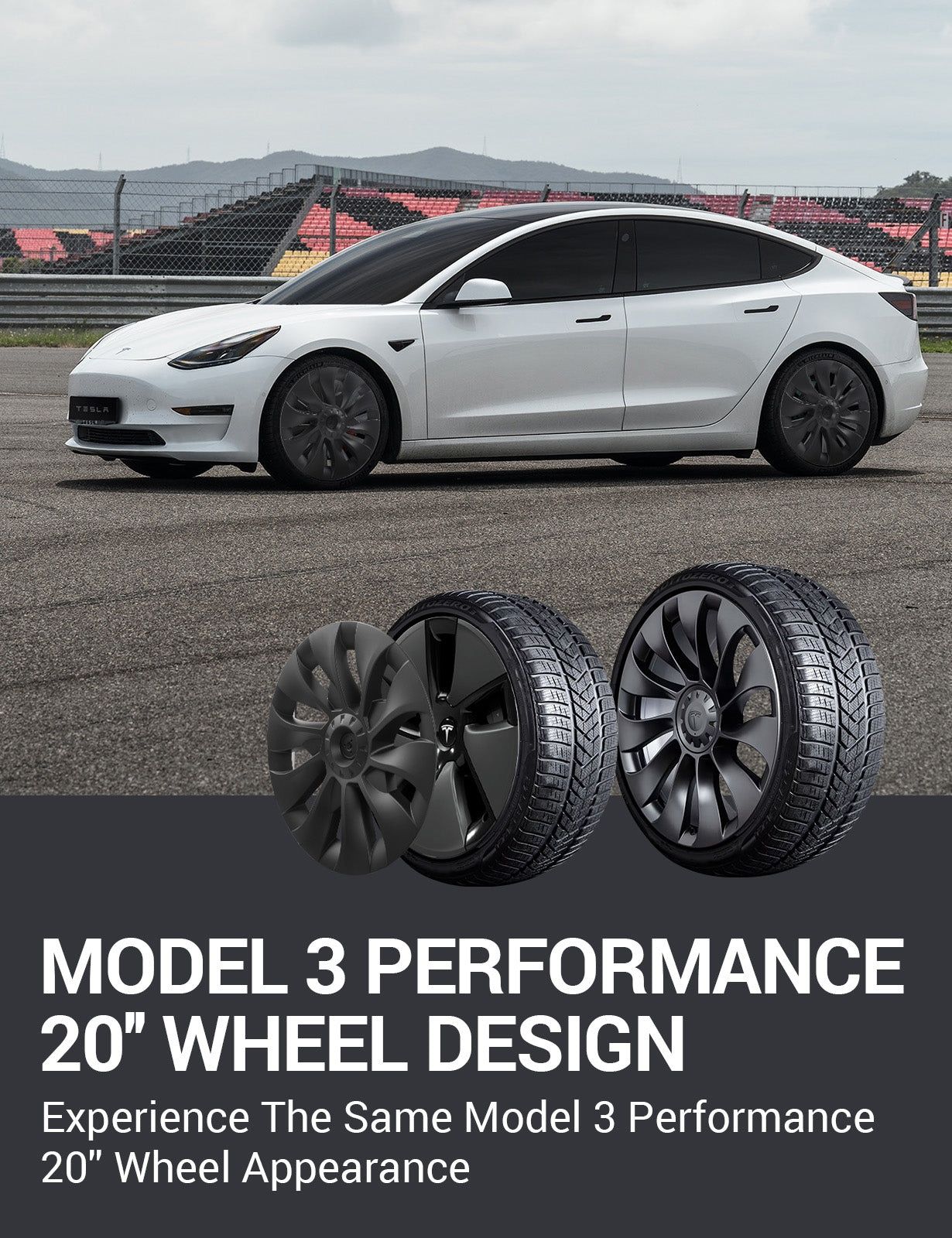 18" Тасове за Tesla model 3, ABS черен мат с капачки в 3 цвята
