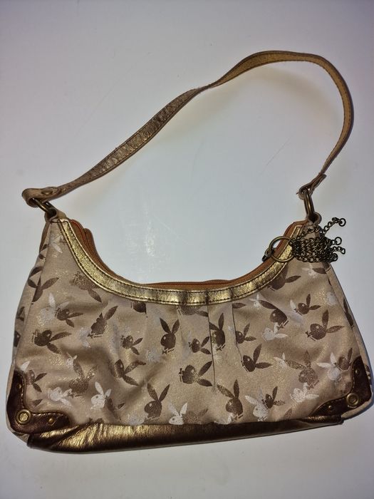 Geanta mica de umăr playboy pânză cu auriu