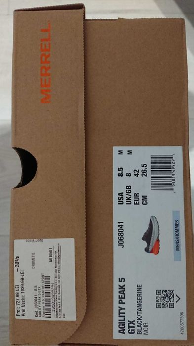 Vand Merrell - pantofi alergare trail - Agility Peak 5 GTX  42/8,5