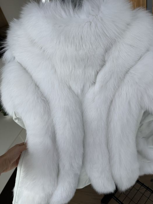 Естествен косъм лисица естествена кожа ново палто яке снежно бяло