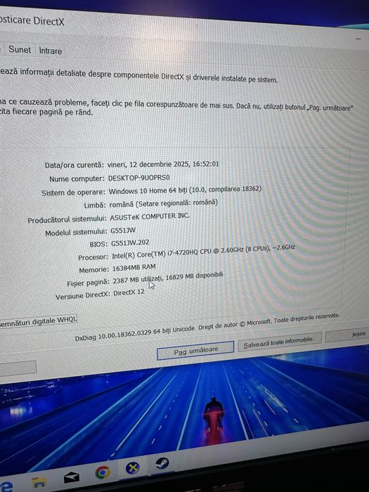 Laptop gaming jocuri Asus Rog I7 16gb SSD Nvidia CS Go Gta V Fornite