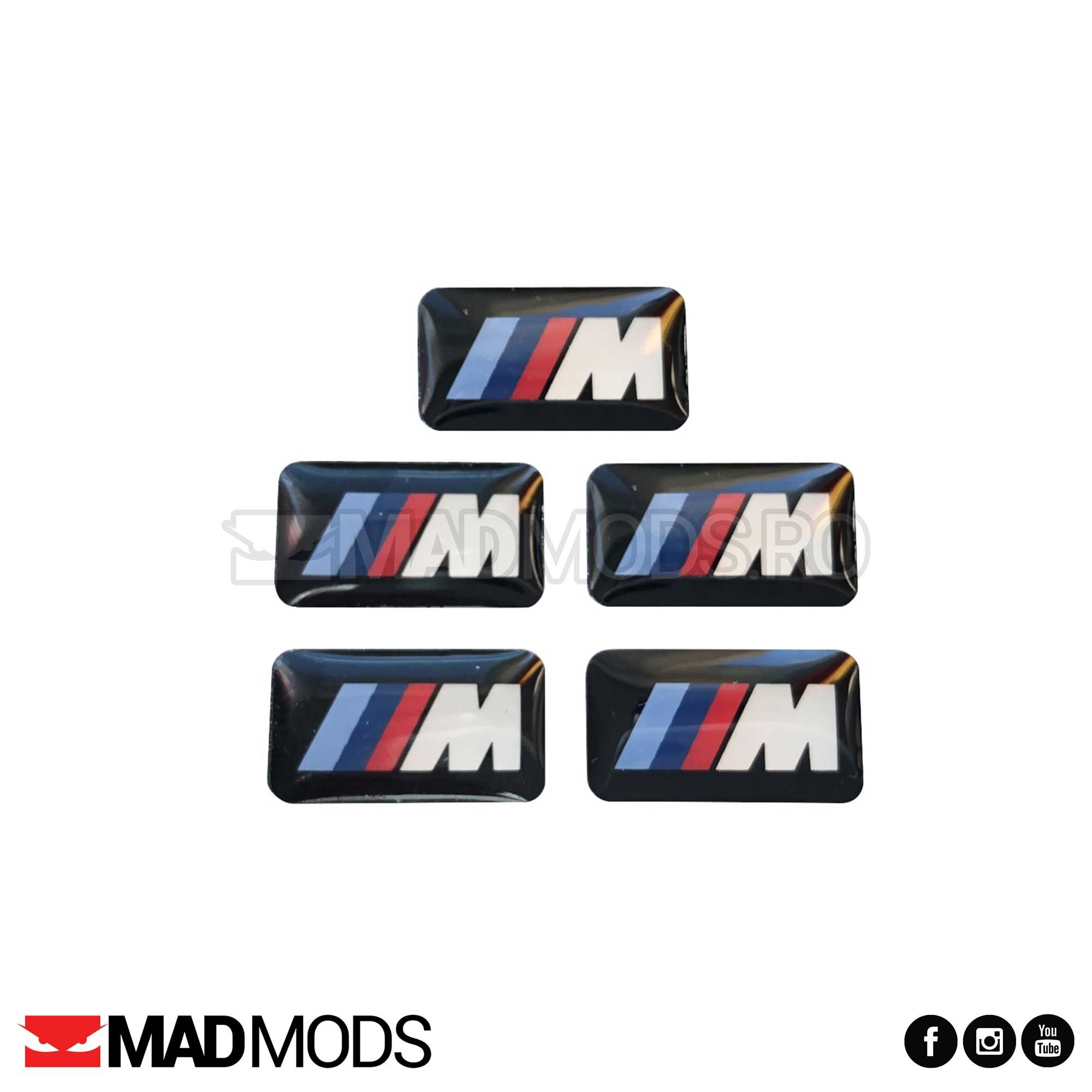 Set 5 Stickere Embleme Logo M jante BMW Seria 1 2 3 4 5 6 7 8 X i