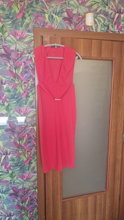 Оранжева рокля за бар с прикачено коланче, EU44, Boohoo Night