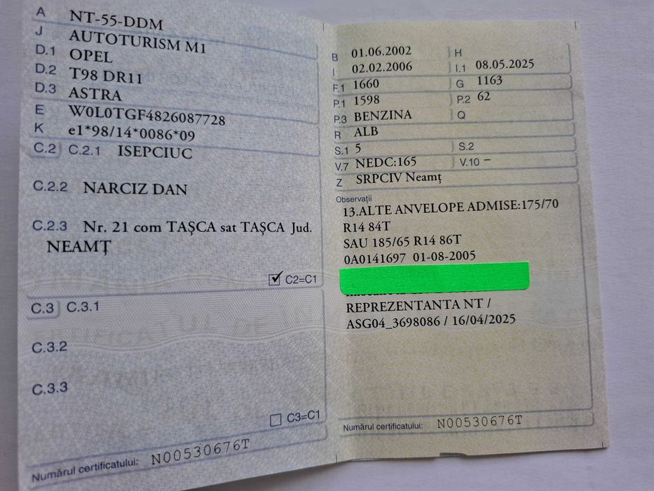 opel astra 1.6 l benzina
