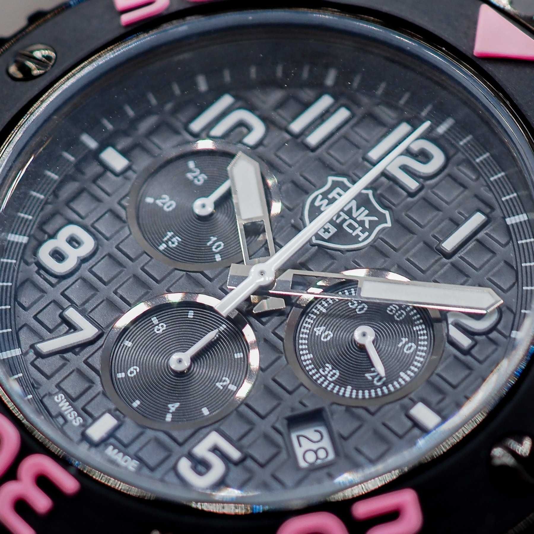 НОВ Pink Watch - BIG 48 - Swiss made Ronda 5030D