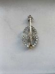Brosa instrument muzical Vioara, Bass, vintage brooch, broche