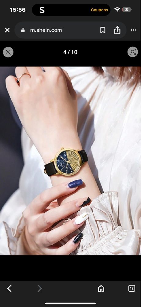 Ceas Guess Ladies Dual Tone, Cadran Galaxy, Curea Piele Neagra, Nou!