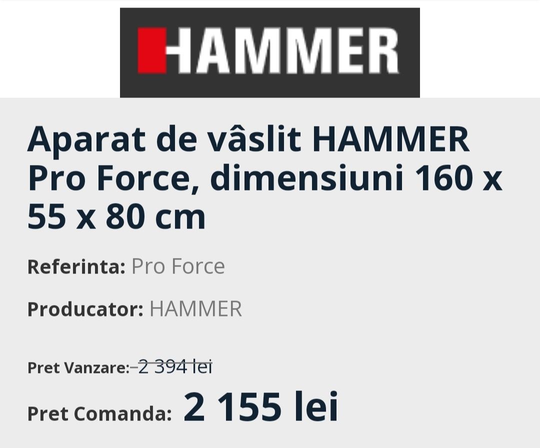 Aparat de vaslit Hammer Pro Force 160x55x80 in garanție