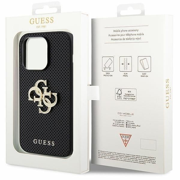 Калъф guess leather perforated 4g glitter logo за iphone 15 pro max -