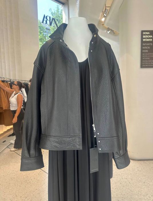 Кожено яке Zara вью стил Saint Laurent