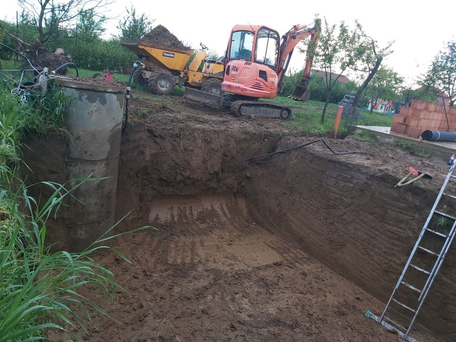 Inchiriat miniexcavator basculante bobcat  picon, dumper  fose  canali