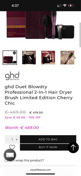 ghd Duet Blowdry Professional 2-In-1 Hair Dryer Brush Limited Edition