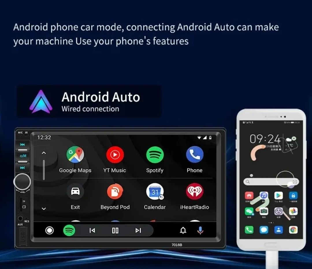 Radio auto mp5, bluetooth, Mirrorlink Android Auto, CarPlay,