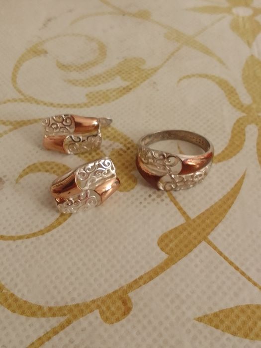 Комплект сережки и кольцо