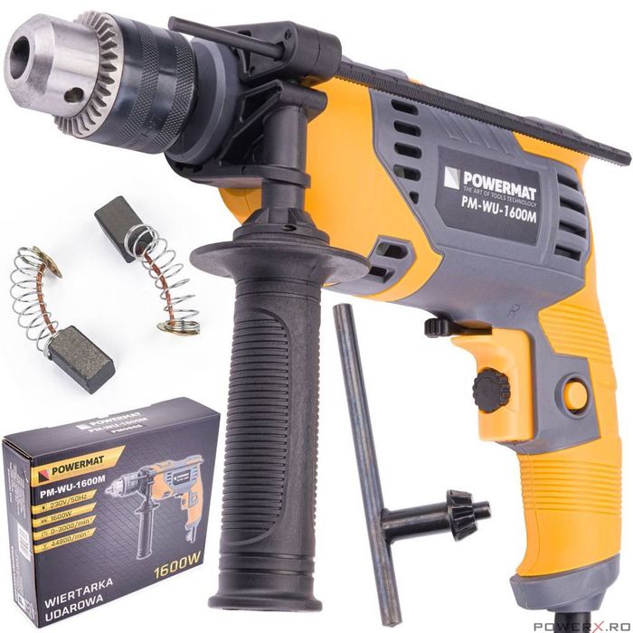 Masina pentru gaurit lemn, fier, 1600 W, bormasina electrica, Powermat