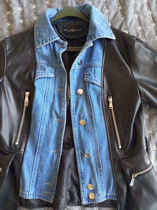 Екстравагантно кожено яке с дънков ефект