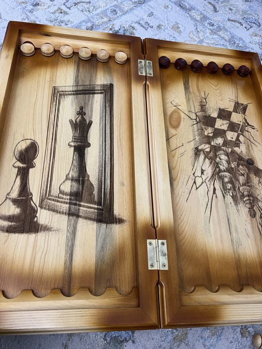 Шахматы-нарды ручной работы