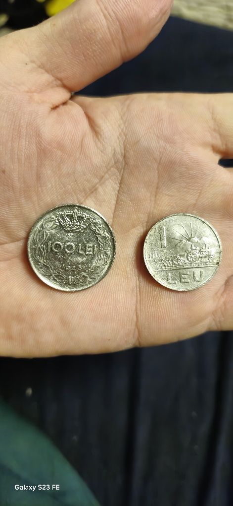 Monede 100 lei 1943 si 1 leu 1966