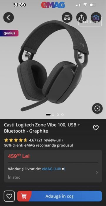 Casti Logitech Zone Vibe 100