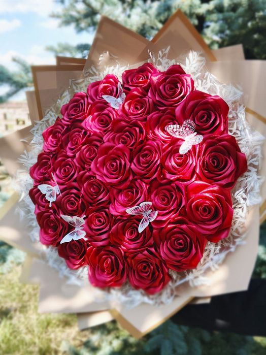 Лентадан букетлер. Букеты из атласных лент