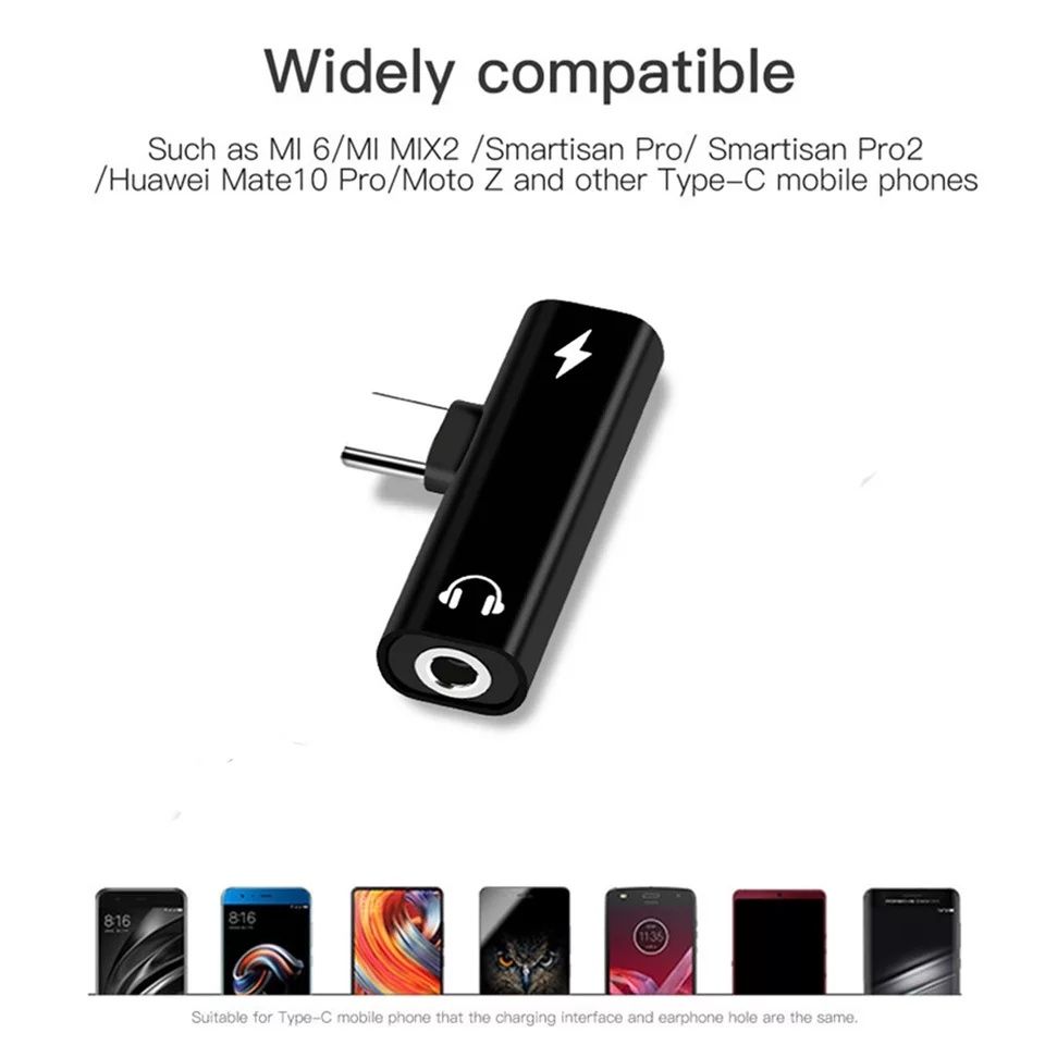 Переходники для наушников Type-C 2в1 iPhone Lightning адаптер миниджек