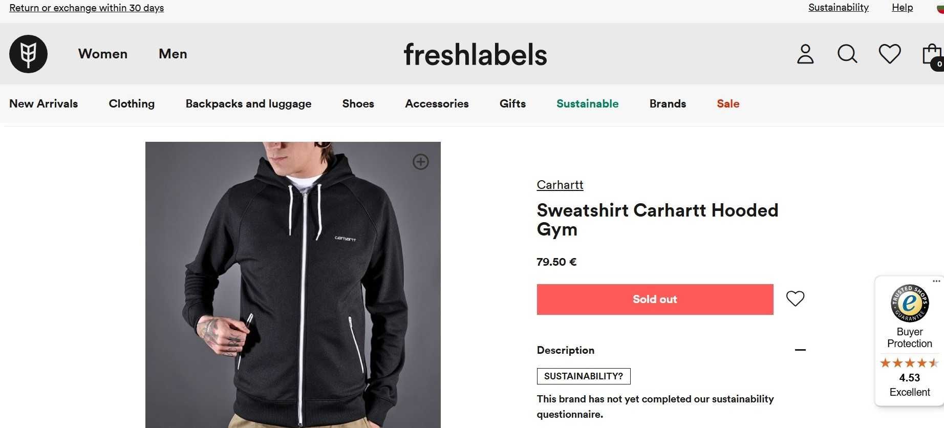 CARHARTT Hooded gym jacket - мъжки суичър, размер М