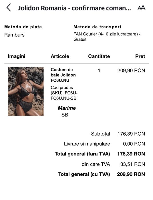 Costum de baie Jolidon Nou