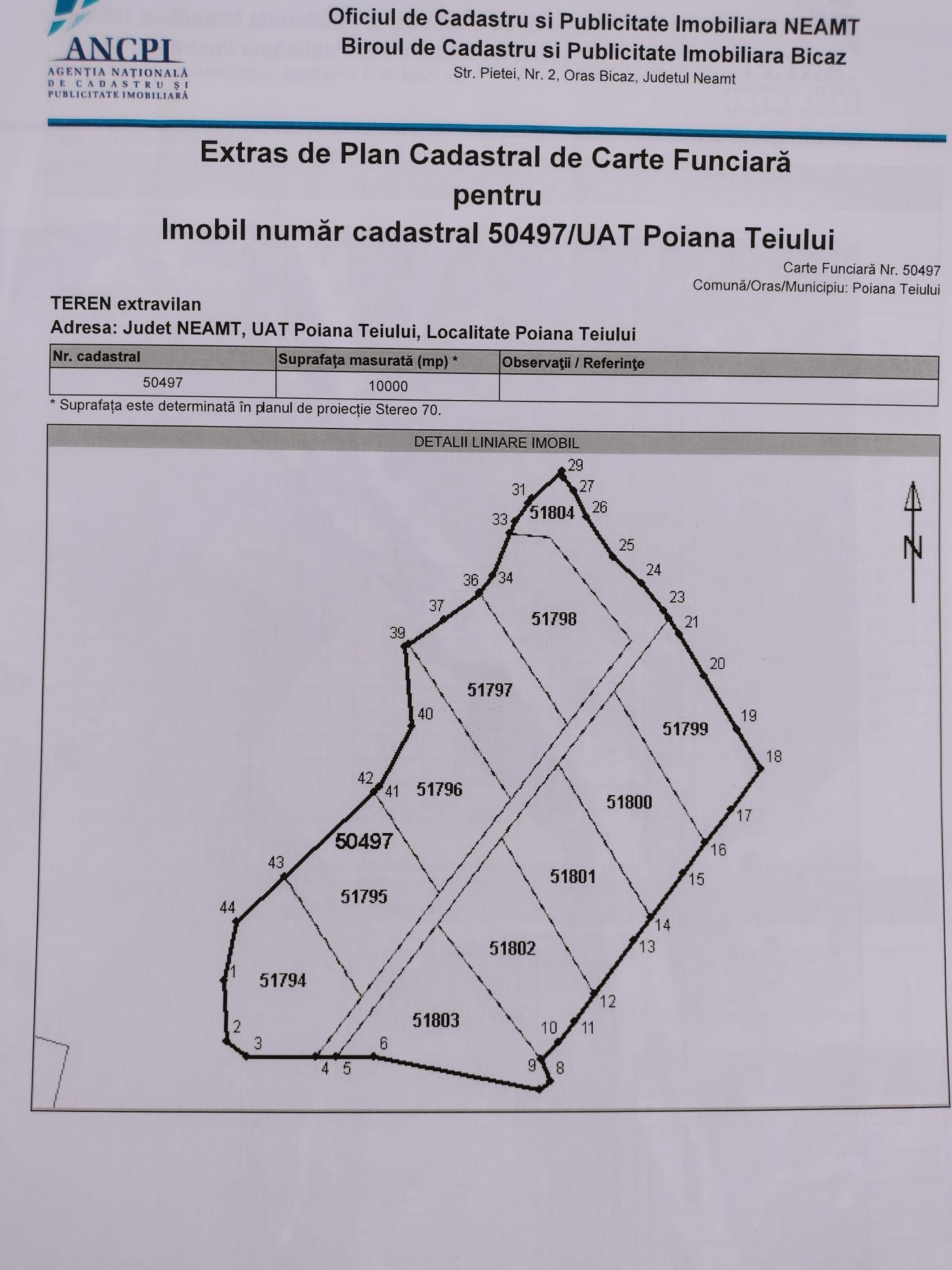 Teren sat Dreptu, comuna Poiana Teiului