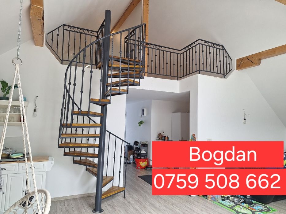 vând scar spiralata sau pe vang  interior  exterior din fier cu lemn